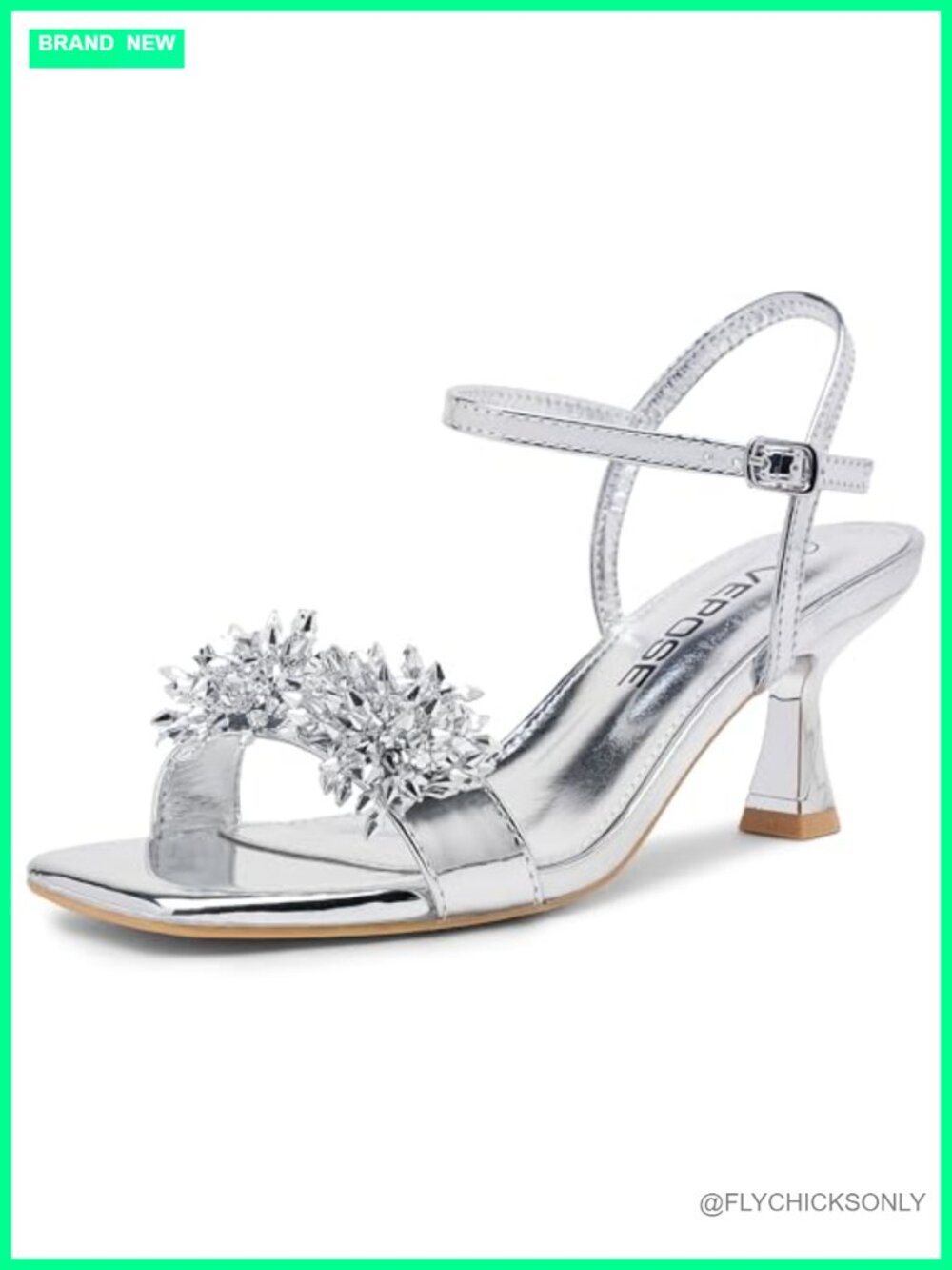 Rhinestone Kitten Heel Sandals Ankle Strap Heels